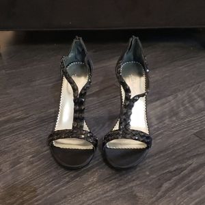 Michaelangelo Black Open Toe Heels